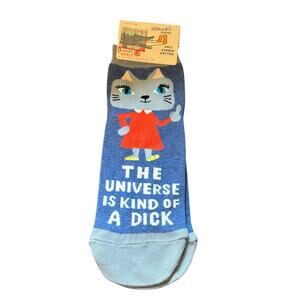 Blue Q Socks NWT 'The Universe is Kind of a D' Cat Ankle Socks - size 5-10